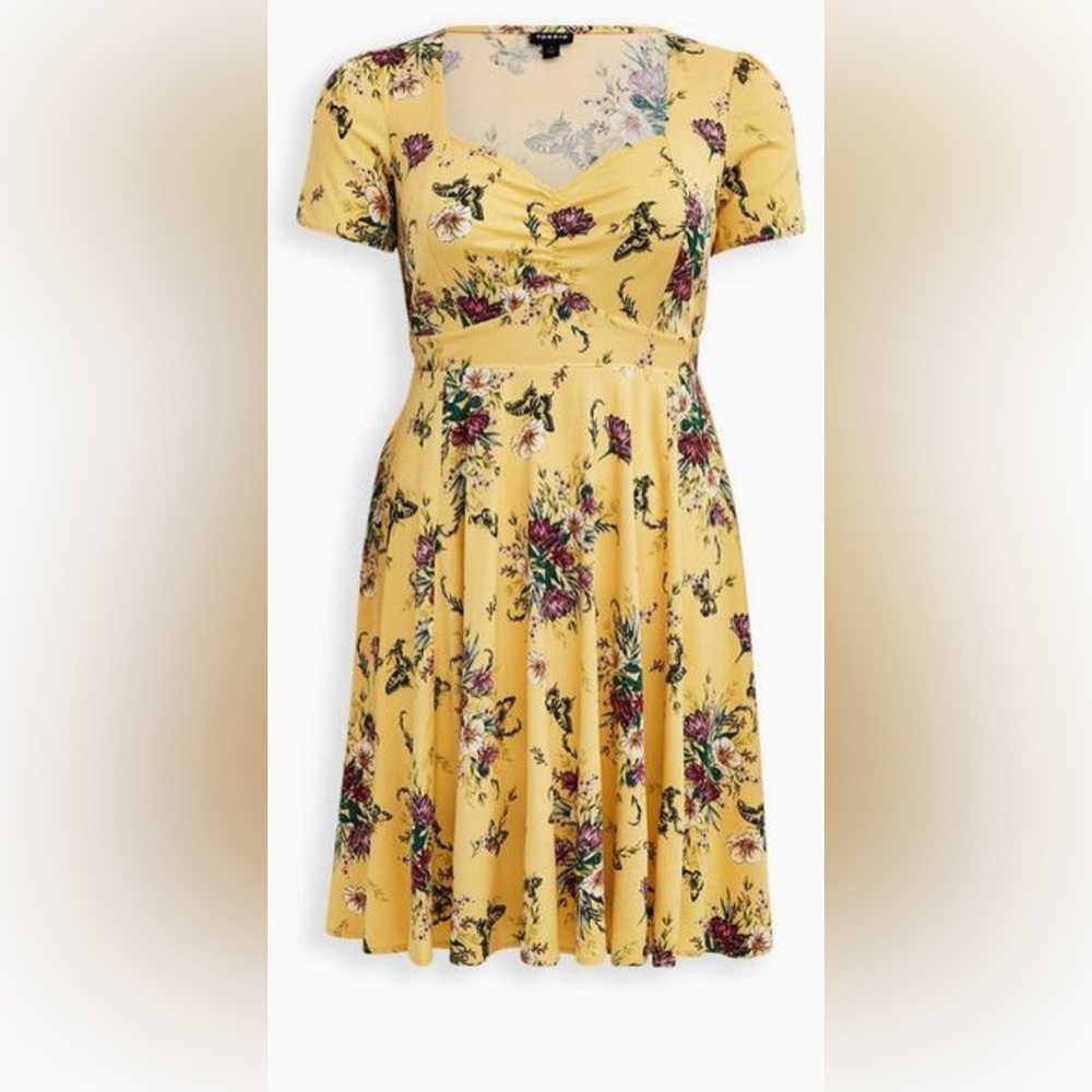 Torrid Mini Challis Shirred-Front Skater Dress